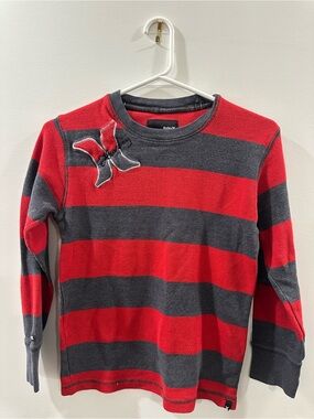 Vintage Y2K Hurley Striped Waffle Knit Thermal Long Sleeve Shirt Medium